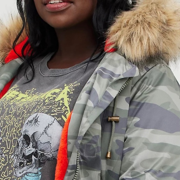Torrid Women’s Plus Size Camo Fur-Lined Parka Jacket Size 1X 2X 3X - Picture 5 of 15